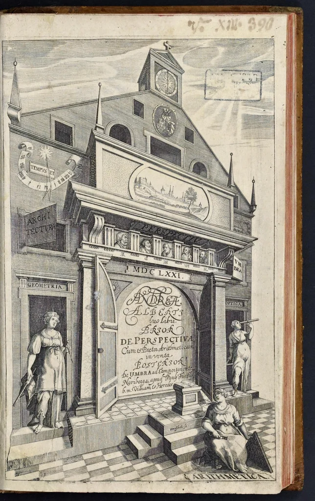 An illustration from Andreæ Alberti duo libri : prior, De perspectiva, cum & præter arithmeticam inventa : posterior, De umbra ad eam pertinente, 1671, leaf 4