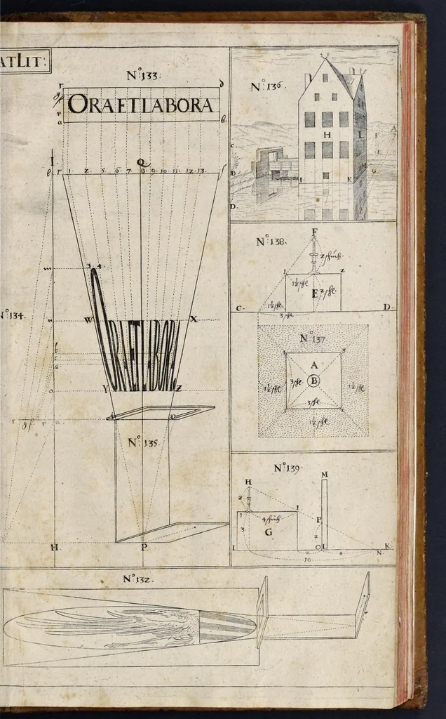 An illustration from Andreæ Alberti duo libri : prior, De perspectiva, cum & præter arithmeticam inventa : posterior, De umbra ad eam pertinente, 1671, leaf 56