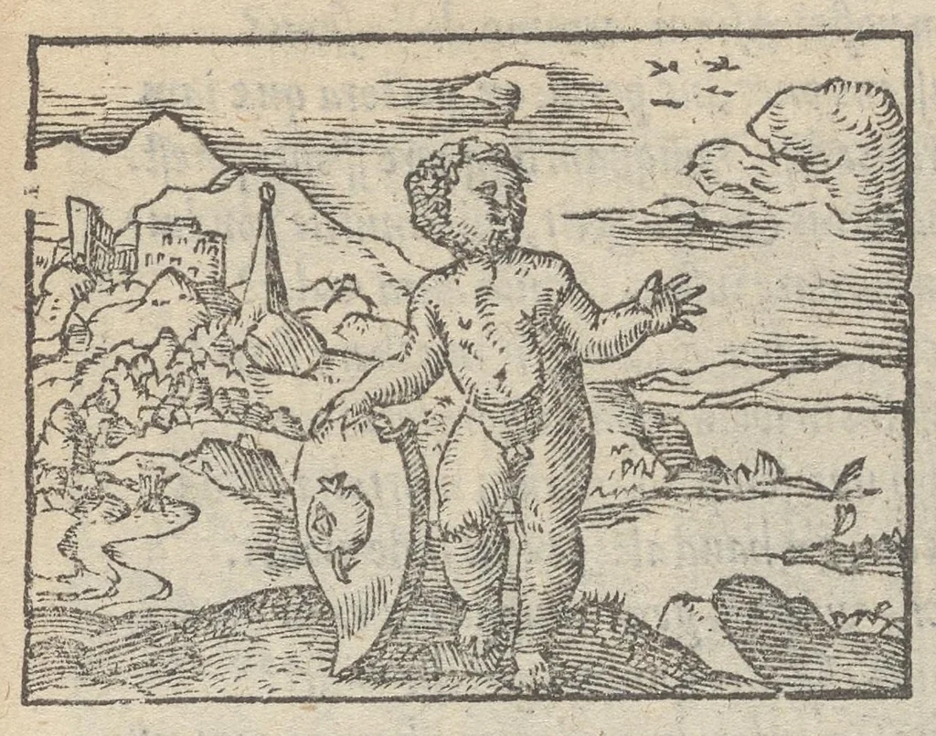 An illustration from Emblematvm clarissimi viri D. Andreæ Alcati [i.e. Alciati] libri II : additæ sunt aliquot in altero libro figuræ, 1567, leaf 100