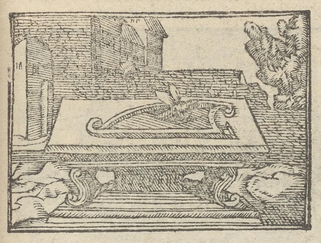 An illustration from Emblematvm clarissimi viri D. Andreæ Alcati [i.e. Alciati] libri II : additæ sunt aliquot in altero libro figuræ, 1567, leaf 112
