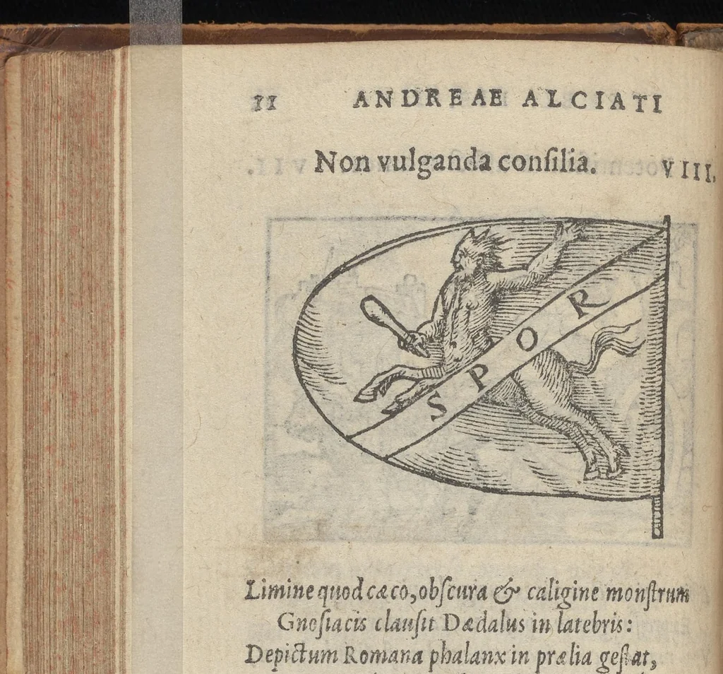 An illustration from Emblematvm clarissimi viri D. Andreæ Alcati [i.e. Alciati] libri II : additæ sunt aliquot in altero libro figuræ, 1567, leaf 13