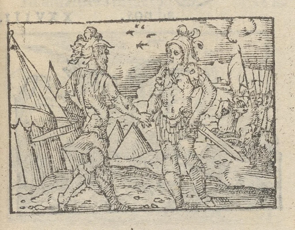 An illustration from Emblematvm clarissimi viri D. Andreæ Alcati [i.e. Alciati] libri II : additæ sunt aliquot in altero libro figuræ, 1567, leaf 32