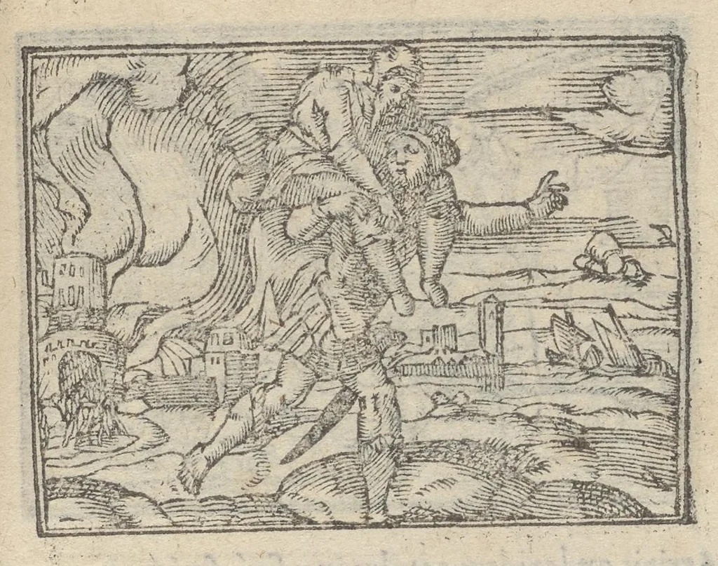 An illustration from Emblematvm clarissimi viri D. Andreæ Alcati [i.e. Alciati] libri II : additæ sunt aliquot in altero libro figuræ, 1567, leaf 74
