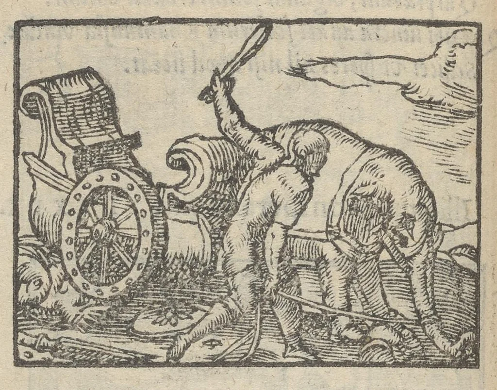 An illustration from Emblematvm clarissimi viri D. Andreæ Alcati [i.e. Alciati] libri II : additæ sunt aliquot in altero libro figuræ, 1567, leaf 85