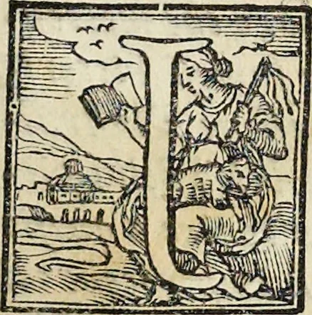 An illustration from Dialogo della pittura di M. Lodovico Dolce, intitolato l'Aretino : nel quale si ragiona della dignità di essa pittura, e di tutte le parti necessarie, che a perfetto pittore si acconvengono : con esempi di pittori antichi, e moderni : e nel fine si fa menzione delle virtù, e delle opere del divin Tiziano = Dialogue sur la peinture de Lovis Dolce, intitulè l'Aretin : dans le quel on traitte de l'excellence de la peinture, & de toutes les qualités necessaires au bon peintre : avec les exemples des peintres anciens, & modernes : à la fin on y parle du merite, & des ouvrages du divin Titien, 1735, leaf 8