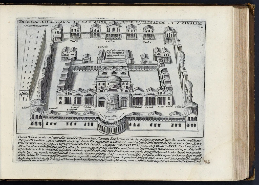 An illustration from Antiqvae vrbis splendor : hoc est præcipva eivsdem templa, amphitheatra, theatra, circi, navmachiæ, arcvs trivmphales, mavsolea aliaqve svmptvosiora ædificia, pompæ item trivmphalis et colossæarvm imaginvm descriptio, 1637, leaf 172