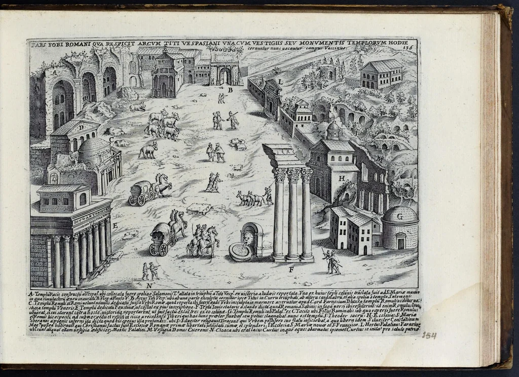 An illustration from Antiqvae vrbis splendor : hoc est præcipva eivsdem templa, amphitheatra, theatra, circi, navmachiæ, arcvs trivmphales, mavsolea aliaqve svmptvosiora ædificia, pompæ item trivmphalis et colossæarvm imaginvm descriptio, 1637, leaf 310