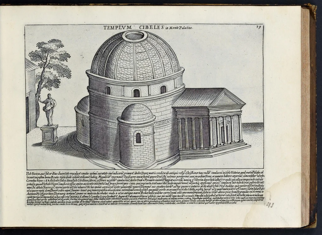 An illustration from Antiqvae vrbis splendor : hoc est præcipva eivsdem templa, amphitheatra, theatra, circi, navmachiæ, arcvs trivmphales, mavsolea aliaqve svmptvosiora ædificia, pompæ item trivmphalis et colossæarvm imaginvm descriptio, 1637, leaf 86