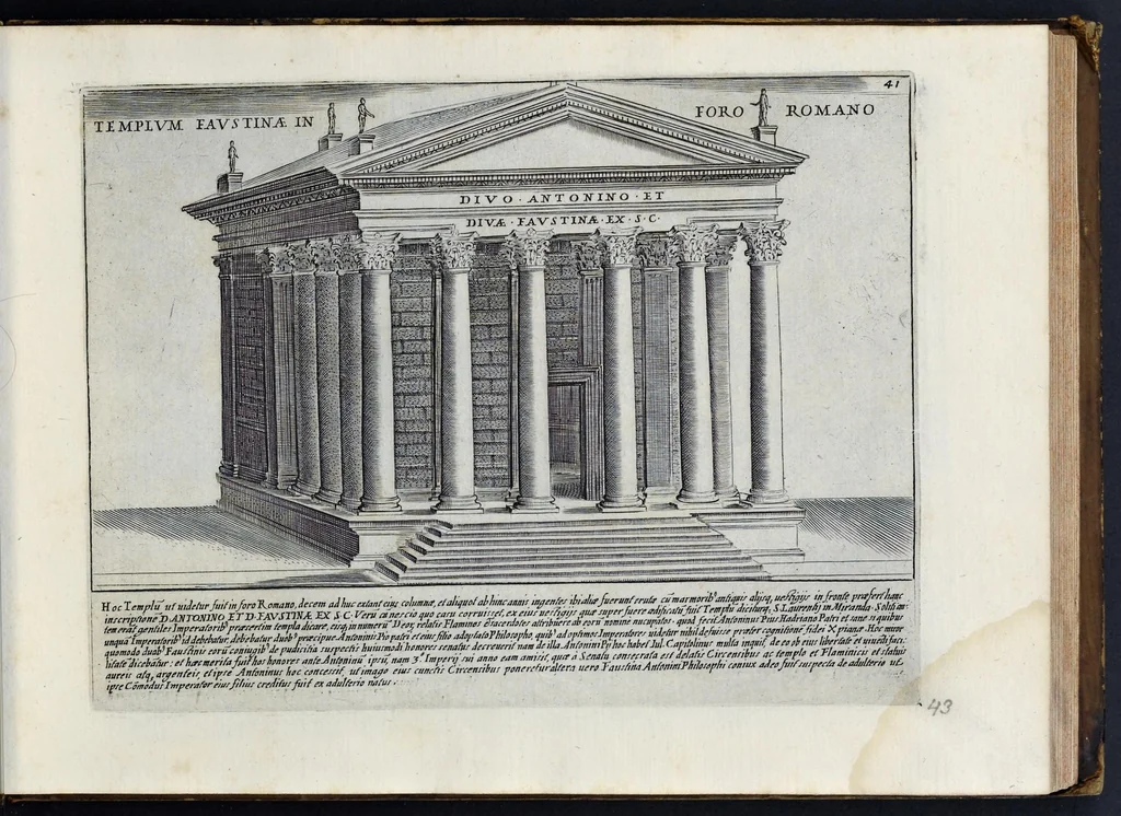 An illustration from Antiqvae vrbis splendor : hoc est præcipva eivsdem templa, amphitheatra, theatra, circi, navmachiæ, arcvs trivmphales, mavsolea aliaqve svmptvosiora ædificia, pompæ item trivmphalis et colossæarvm imaginvm descriptio, 1637, leaf 90