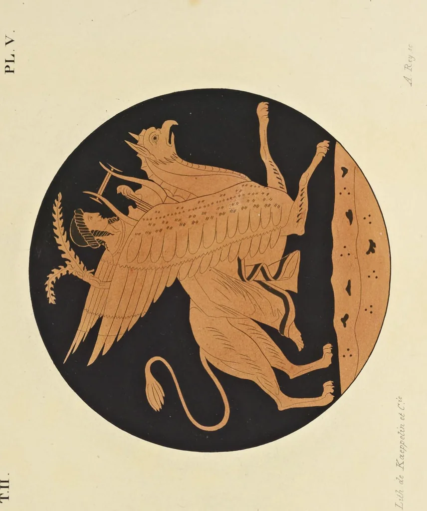 An illustration from Élite des monuments céramographiques; matériaux pour l'histoire des religions et des moeurs de l'antiquité;, 1844, leaf 524