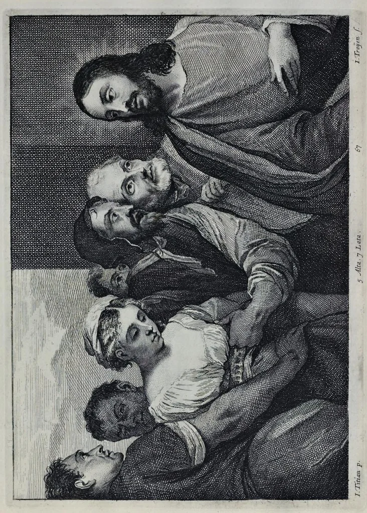 An illustration from Davidis Teniers Antverpiensis, pictoris, et a cubiculis ser.mis principibus Leopoldo Guil. archiduci et Ioanni Austriaco, Theatrum pictorium : in quo exhibentur ipsius manu delineatae, eiusque curâ in aes incisae picturae, archetipae italicae, quas ipse ser.mus archidux in pinacothecam suam Bruxellis collegit, 1673, leaf 130