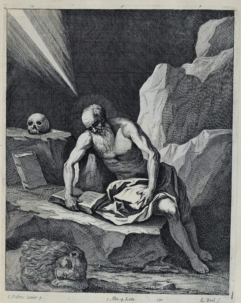 An illustration from Davidis Teniers Antverpiensis, pictoris, et a cubiculis ser.mis principibus Leopoldo Guil. archiduci et Ioanni Austriaco, Theatrum pictorium : in quo exhibentur ipsius manu delineatae, eiusque curâ in aes incisae picturae, archetipae italicae, quas ipse ser.mus archidux in pinacothecam suam Bruxellis collegit, 1673, leaf 338