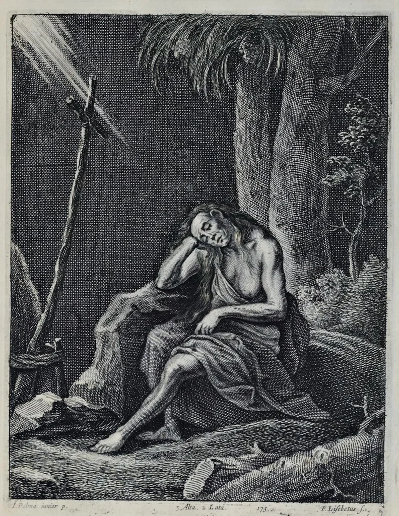 An illustration from Davidis Teniers Antverpiensis, pictoris, et a cubiculis ser.mis principibus Leopoldo Guil. archiduci et Ioanni Austriaco, Theatrum pictorium : in quo exhibentur ipsius manu delineatae, eiusque curâ in aes incisae picturae, archetipae italicae, quas ipse ser.mus archidux in pinacothecam suam Bruxellis collegit, 1673, leaf 344