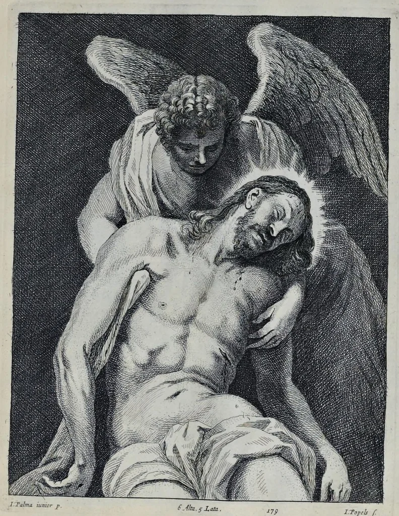 An illustration from Davidis Teniers Antverpiensis, pictoris, et a cubiculis ser.mis principibus Leopoldo Guil. archiduci et Ioanni Austriaco, Theatrum pictorium : in quo exhibentur ipsius manu delineatae, eiusque curâ in aes incisae picturae, archetipae italicae, quas ipse ser.mus archidux in pinacothecam suam Bruxellis collegit, 1673, leaf 356