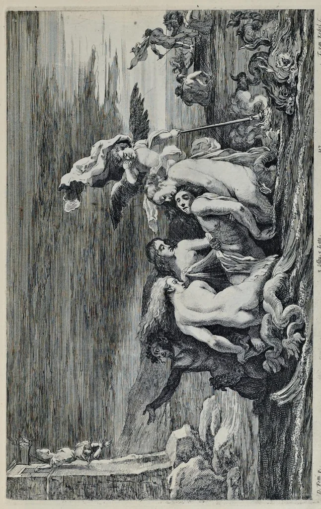 An illustration from Davidis Teniers Antverpiensis, pictoris, et a cubiculis ser.mis principibus Leopoldo Guil. archiduci et Ioanni Austriaco, Theatrum pictorium : in quo exhibentur ipsius manu delineatae, eiusque curâ in aes incisae picturae, archetipae italicae, quas ipse ser.mus archidux in pinacothecam suam Bruxellis collegit, 1673, leaf 428