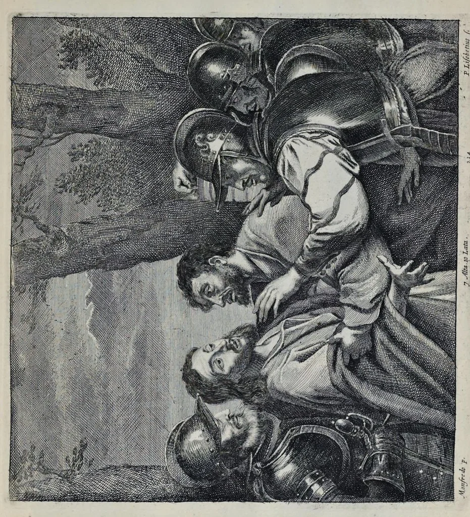 An illustration from Davidis Teniers Antverpiensis, pictoris, et a cubiculis ser.mis principibus Leopoldo Guil. archiduci et Ioanni Austriaco, Theatrum pictorium : in quo exhibentur ipsius manu delineatae, eiusque curâ in aes incisae picturae, archetipae italicae, quas ipse ser.mus archidux in pinacothecam suam Bruxellis collegit, 1673, leaf 456