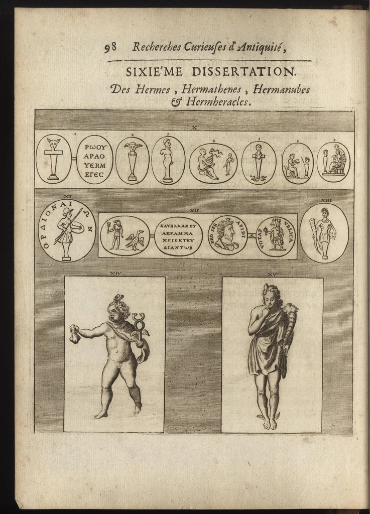 An illustration from Recherches curieuses d'antiquité, contenues en plusieurs dissertations sur des medailles, bas-reliefs, statues, mosaiques, & inscriptions antiques : enrichies d'un grand nombre de figures en taille douce, 1683, leaf 117