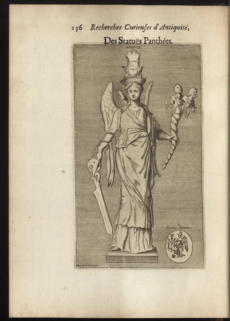 An illustration from Recherches curieuses d'antiquité, contenues en plusieurs dissertations sur des medailles, bas-reliefs, statues, mosaiques, & inscriptions antiques : enrichies d'un grand nombre de figures en taille douce, 1683, leaf 155