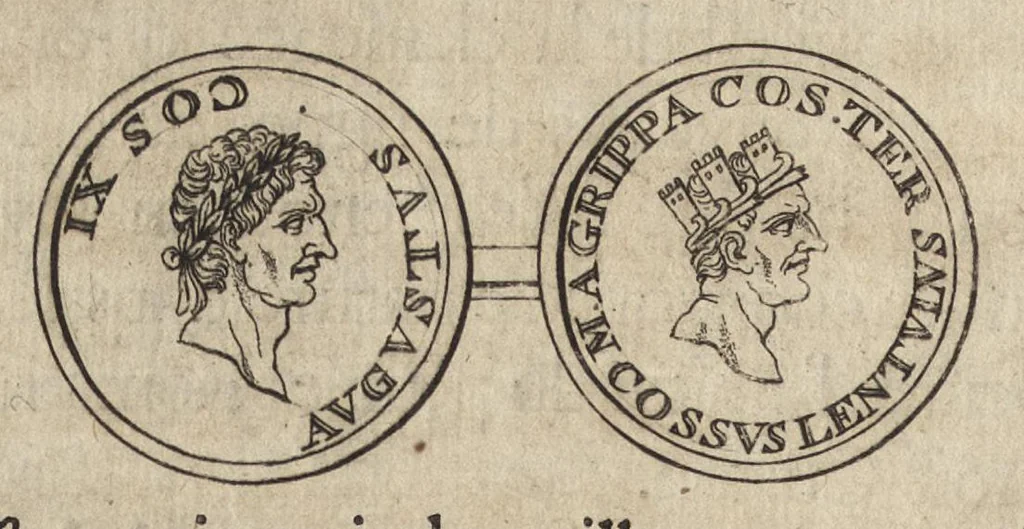An illustration from Recherches curieuses d'antiquité, contenues en plusieurs dissertations sur des medailles, bas-reliefs, statues, mosaiques, & inscriptions antiques : enrichies d'un grand nombre de figures en taille douce, 1683, leaf 383
