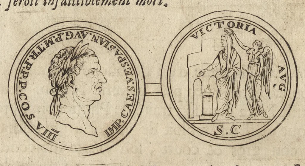 An illustration from Recherches curieuses d'antiquité, contenues en plusieurs dissertations sur des medailles, bas-reliefs, statues, mosaiques, & inscriptions antiques : enrichies d'un grand nombre de figures en taille douce, 1683, leaf 395