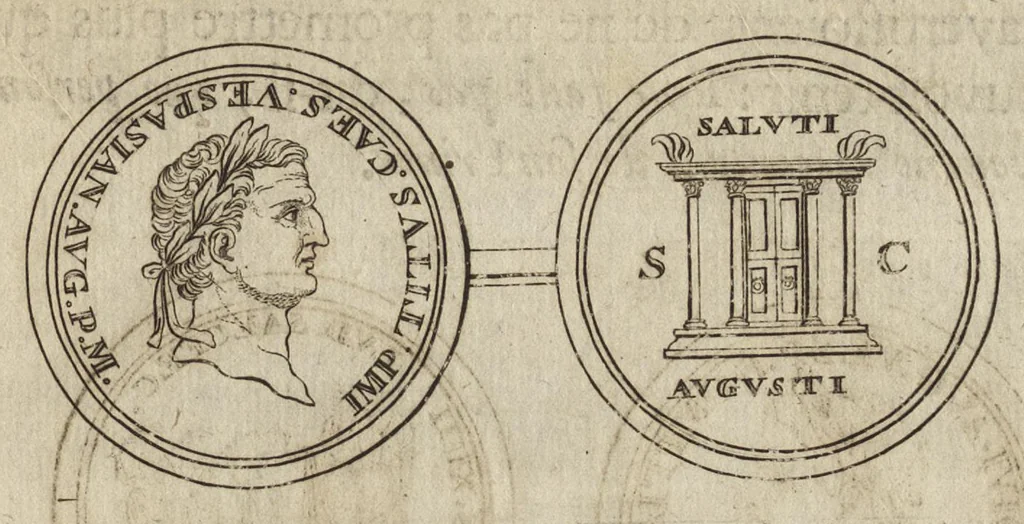 An illustration from Recherches curieuses d'antiquité, contenues en plusieurs dissertations sur des medailles, bas-reliefs, statues, mosaiques, & inscriptions antiques : enrichies d'un grand nombre de figures en taille douce, 1683, leaf 396