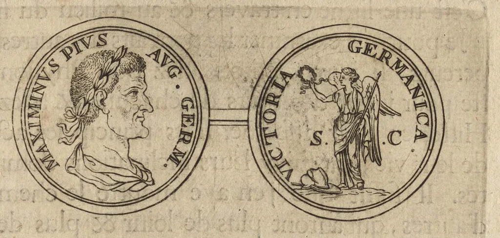 An illustration from Recherches curieuses d'antiquité, contenues en plusieurs dissertations sur des medailles, bas-reliefs, statues, mosaiques, & inscriptions antiques : enrichies d'un grand nombre de figures en taille douce, 1683, leaf 414