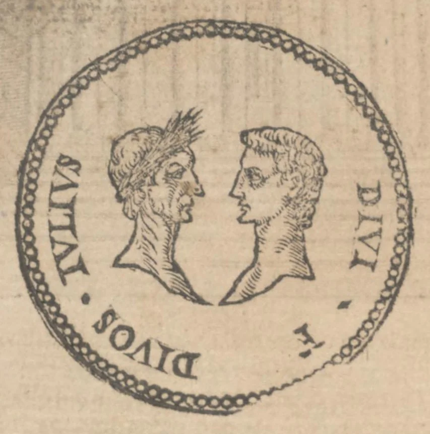 An illustration from Ritratto di Roma antica : nel quale sono figurati i principali tempij, teatri, anfiteatri, cerchi, naumachie, archi trionfali, curie, basiliche, colonne, ordine del trionfo, dignità militari, e ciuili, riti, cerimonie, & altre cose notabili : aggiuntoui di nuouo le vite, & effigie de' primi re di essa, e le grandezze dell'Imperio romano, 1645, leaf 269