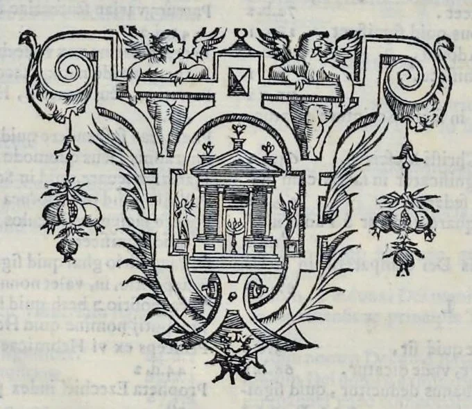 An illustration from Hieronymi Pradi et Ioannis Baptistae Villapandi e Societate Iesv In Ezechielem explanationes et apparatus vrbis ac templi Hierosolymitani : commentariis et imaginibvs illvstratvs : opvs tribvs tomis distinctvm .., 1596, leaf 481