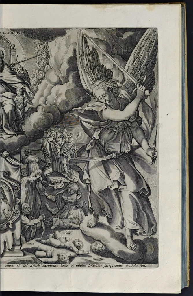 An illustration from Hieronymi Pradi et Ioannis Baptistae Villapandi e Societate Iesv In Ezechielem explanationes et apparatus vrbis ac templi Hierosolymitani : commentariis et imaginibvs illvstratvs : opvs tribvs tomis distinctvm .., 1596, leaf 52