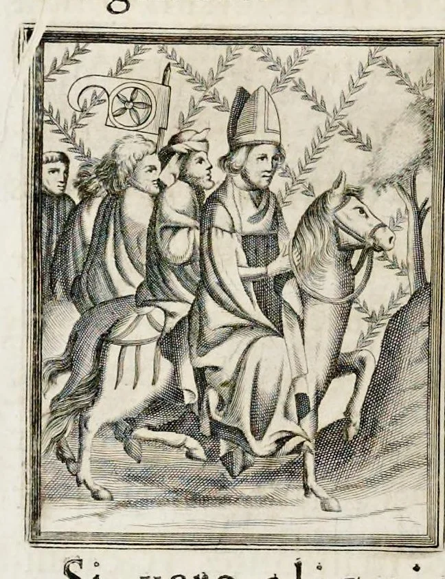 An illustration from Henrici Günteri Thülemarii ... Tractatio de Bulla Aurea, argentea, plumbea et cerea in genere, nec non in specie : de Aurea bulla Caroli IV imperatoris : Accedunt I. Textus Aureae bullae Caroli IV imper. anno 1356 Norimbergae & Metis sancitae ex autographo francofurtano fideliter descriptus. II. Copia MSti Aureae bullae Carolinae, quod in augustissima Bibliotheca vindobenensi invenitur ... III. & IV. Copiae duarum versionum germanicarum Aureae istius bullae, quae in dicta augustissima Bibliotheca caesarea & Curia francofurtana custodiuntur. V. Aurea bulla Andronici imperatoris constantinopolitani cum notis & addit. VI. Aurea bulla brabantina cum commentar. VII. Capitulatio Maximiliani II imperatoris ex originali, quod in serenissimi electoris palatini archivo adservatur, integra edita, 1697, leaf 147