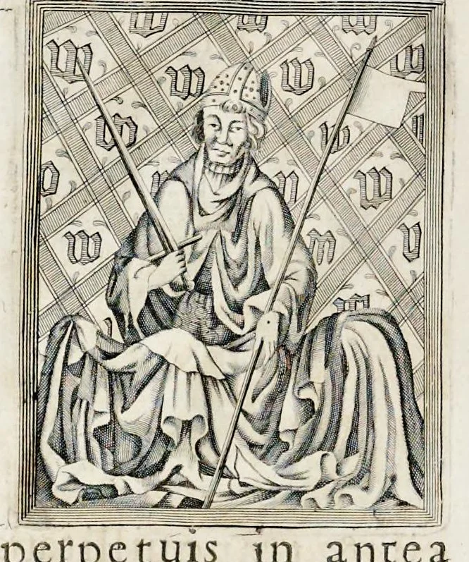 An illustration from Henrici Günteri Thülemarii ... Tractatio de Bulla Aurea, argentea, plumbea et cerea in genere, nec non in specie : de Aurea bulla Caroli IV imperatoris : Accedunt I. Textus Aureae bullae Caroli IV imper. anno 1356 Norimbergae & Metis sancitae ex autographo francofurtano fideliter descriptus. II. Copia MSti Aureae bullae Carolinae, quod in augustissima Bibliotheca vindobenensi invenitur ... III. & IV. Copiae duarum versionum germanicarum Aureae istius bullae, quae in dicta augustissima Bibliotheca caesarea & Curia francofurtana custodiuntur. V. Aurea bulla Andronici imperatoris constantinopolitani cum notis & addit. VI. Aurea bulla brabantina cum commentar. VII. Capitulatio Maximiliani II imperatoris ex originali, quod in serenissimi electoris palatini archivo adservatur, integra edita, 1697, leaf 165