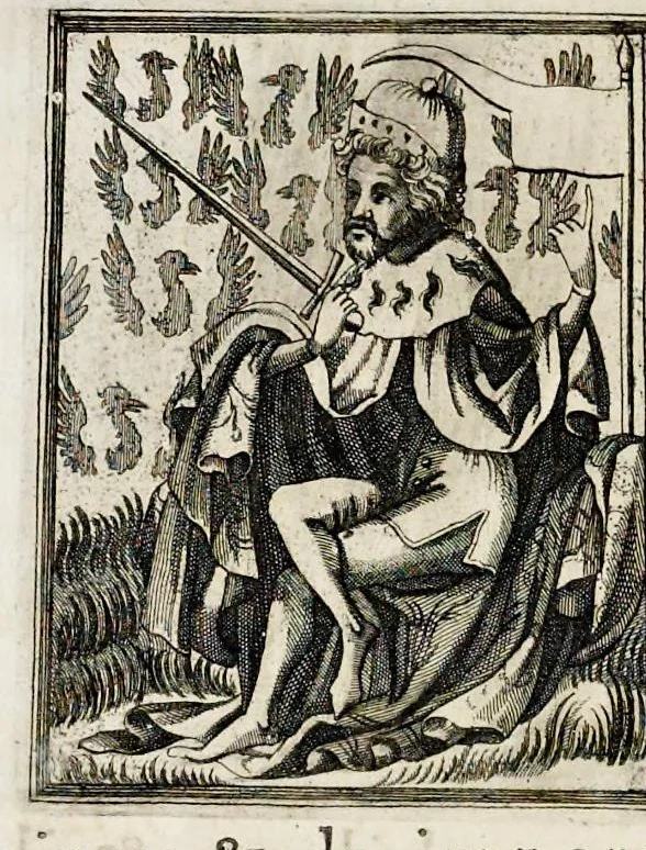 An illustration from Henrici Günteri Thülemarii ... Tractatio de Bulla Aurea, argentea, plumbea et cerea in genere, nec non in specie : de Aurea bulla Caroli IV imperatoris : Accedunt I. Textus Aureae bullae Caroli IV imper. anno 1356 Norimbergae & Metis sancitae ex autographo francofurtano fideliter descriptus. II. Copia MSti Aureae bullae Carolinae, quod in augustissima Bibliotheca vindobenensi invenitur ... III. & IV. Copiae duarum versionum germanicarum Aureae istius bullae, quae in dicta augustissima Bibliotheca caesarea & Curia francofurtana custodiuntur. V. Aurea bulla Andronici imperatoris constantinopolitani cum notis & addit. VI. Aurea bulla brabantina cum commentar. VII. Capitulatio Maximiliani II imperatoris ex originali, quod in serenissimi electoris palatini archivo adservatur, integra edita, 1697, leaf 165