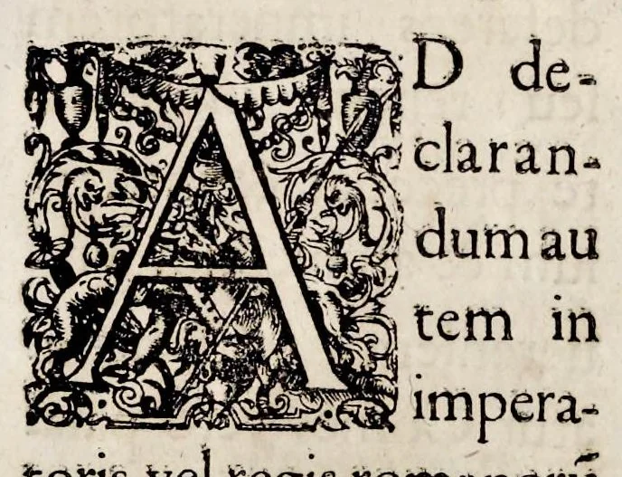 An illustration from Henrici Günteri Thülemarii ... Tractatio de Bulla Aurea, argentea, plumbea et cerea in genere, nec non in specie : de Aurea bulla Caroli IV imperatoris : Accedunt I. Textus Aureae bullae Caroli IV imper. anno 1356 Norimbergae & Metis sancitae ex autographo francofurtano fideliter descriptus. II. Copia MSti Aureae bullae Carolinae, quod in augustissima Bibliotheca vindobenensi invenitur ... III. & IV. Copiae duarum versionum germanicarum Aureae istius bullae, quae in dicta augustissima Bibliotheca caesarea & Curia francofurtana custodiuntur. V. Aurea bulla Andronici imperatoris constantinopolitani cum notis & addit. VI. Aurea bulla brabantina cum commentar. VII. Capitulatio Maximiliani II imperatoris ex originali, quod in serenissimi electoris palatini archivo adservatur, integra edita, 1697, leaf 204