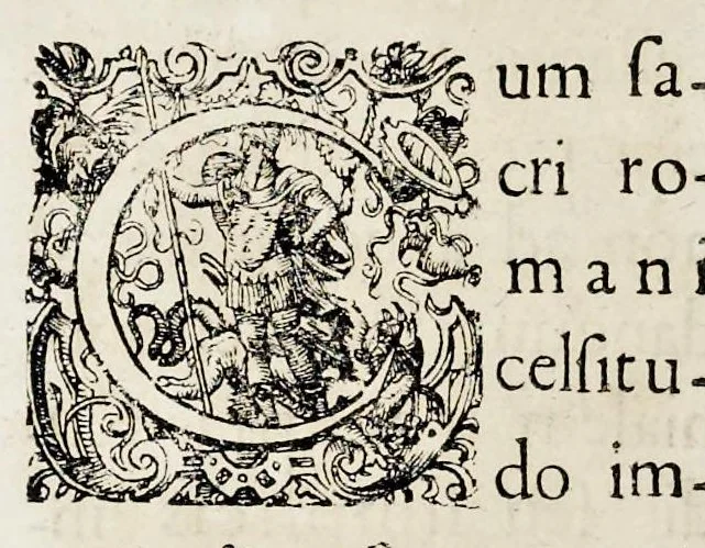 An illustration from Henrici Günteri Thülemarii ... Tractatio de Bulla Aurea, argentea, plumbea et cerea in genere, nec non in specie : de Aurea bulla Caroli IV imperatoris : Accedunt I. Textus Aureae bullae Caroli IV imper. anno 1356 Norimbergae & Metis sancitae ex autographo francofurtano fideliter descriptus. II. Copia MSti Aureae bullae Carolinae, quod in augustissima Bibliotheca vindobenensi invenitur ... III. & IV. Copiae duarum versionum germanicarum Aureae istius bullae, quae in dicta augustissima Bibliotheca caesarea & Curia francofurtana custodiuntur. V. Aurea bulla Andronici imperatoris constantinopolitani cum notis & addit. VI. Aurea bulla brabantina cum commentar. VII. Capitulatio Maximiliani II imperatoris ex originali, quod in serenissimi electoris palatini archivo adservatur, integra edita, 1697, leaf 227