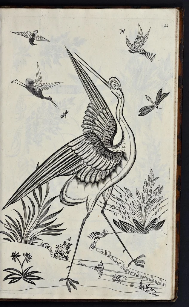 An illustration from A treatise of japaning and varnishing : being a compleat discovery of those arts, with the best way of making all sorts of varnish for japan, wood, prints, or pictures : the method of guilding, burnishing, and lackering, with the art of guilding, separating, and refining metals and of painting mezzo-tinto-prints : also rules for counterfeiting tortoise-shell, and marble, and for staining or dying wood, ivory, and horn : together with above an hundred distinct patterns for japan-work, in imitation of the indians, for tables, stands, frames, cabinets, boxes, &c., 1688, leaf 122