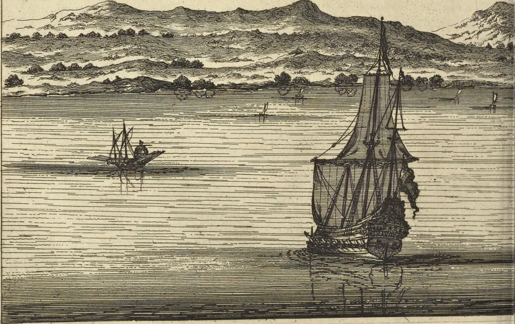 An illustration from Naukeurige beschrijvinge der Afrikaensche gewesten van Egypten, Barbaryen, Libyen, Biledulgerid, Negroslant, Guinea, Ethiopiën, Abyssinie ... : getrokken uit verscheyde hedendaegse lantbeschrijvers en geschriften van bereisde ondersoekers dier landen, 1668, leaf 323