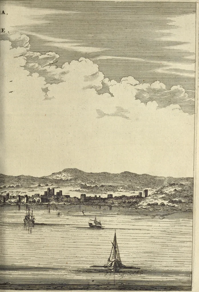 An illustration from Naukeurige beschrijvinge der Afrikaensche gewesten van Egypten, Barbaryen, Libyen, Biledulgerid, Negroslant, Guinea, Ethiopiën, Abyssinie ... : getrokken uit verscheyde hedendaegse lantbeschrijvers en geschriften van bereisde ondersoekers dier landen, 1668, leaf 324