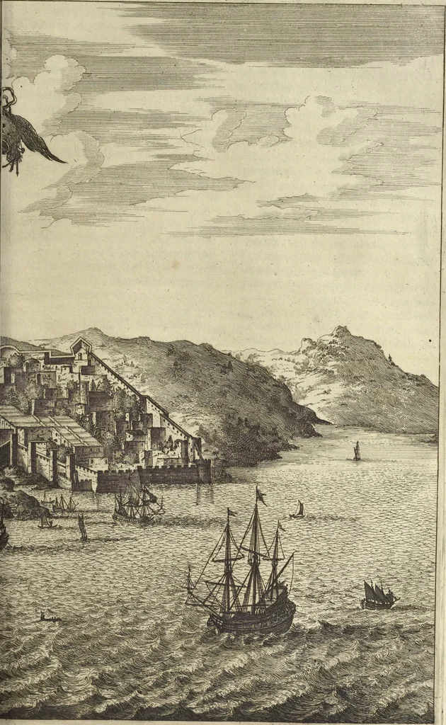 An illustration from Naukeurige beschrijvinge der Afrikaensche gewesten van Egypten, Barbaryen, Libyen, Biledulgerid, Negroslant, Guinea, Ethiopiën, Abyssinie ... : getrokken uit verscheyde hedendaegse lantbeschrijvers en geschriften van bereisde ondersoekers dier landen, 1668, leaf 330