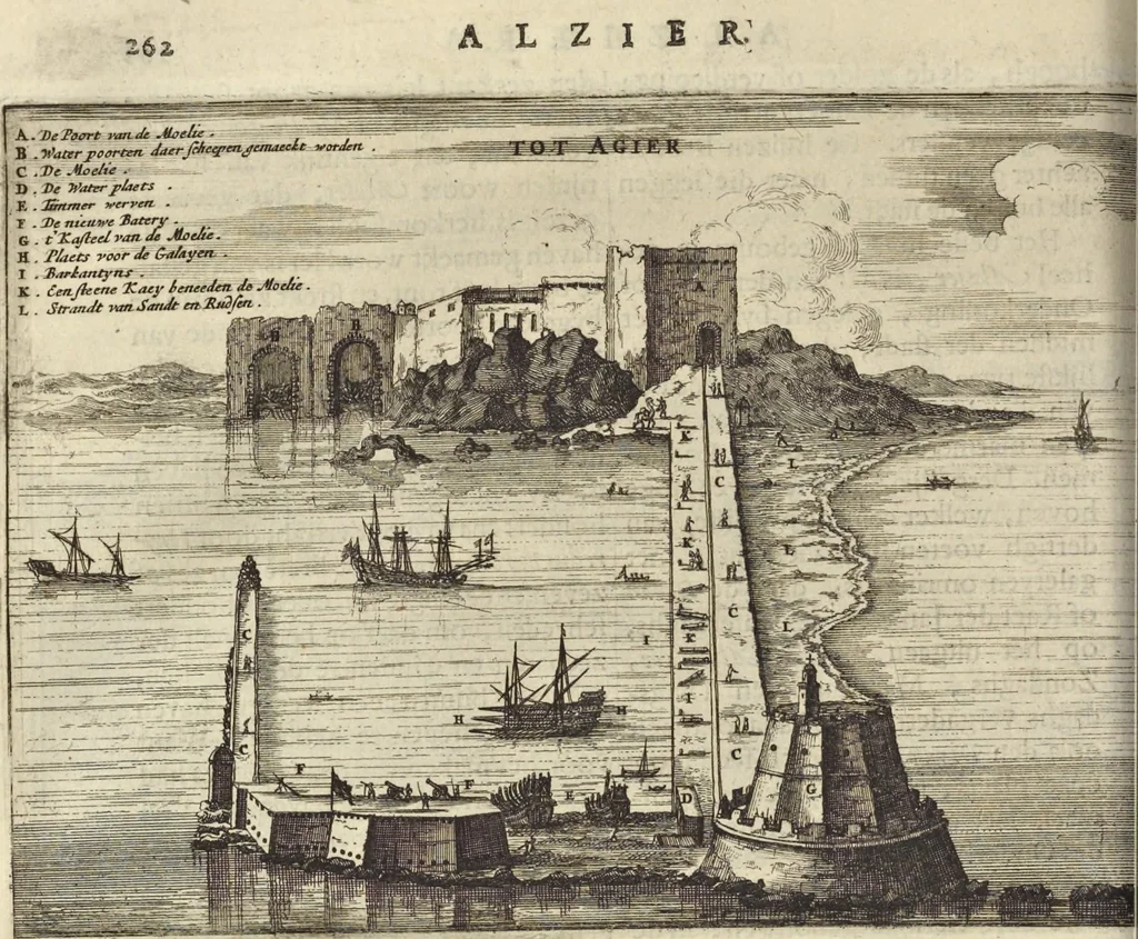 An illustration from Naukeurige beschrijvinge der Afrikaensche gewesten van Egypten, Barbaryen, Libyen, Biledulgerid, Negroslant, Guinea, Ethiopiën, Abyssinie ... : getrokken uit verscheyde hedendaegse lantbeschrijvers en geschriften van bereisde ondersoekers dier landen, 1668, leaf 367