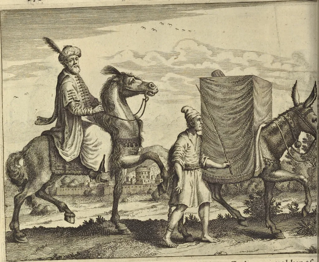An illustration from Naukeurige beschrijvinge der Afrikaensche gewesten van Egypten, Barbaryen, Libyen, Biledulgerid, Negroslant, Guinea, Ethiopiën, Abyssinie ... : getrokken uit verscheyde hedendaegse lantbeschrijvers en geschriften van bereisde ondersoekers dier landen, 1668, leaf 375