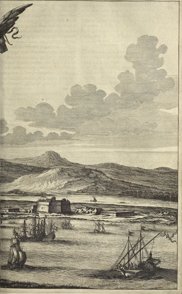 An illustration from Naukeurige beschrijvinge der Afrikaensche gewesten van Egypten, Barbaryen, Libyen, Biledulgerid, Negroslant, Guinea, Ethiopiën, Abyssinie ... : getrokken uit verscheyde hedendaegse lantbeschrijvers en geschriften van bereisde ondersoekers dier landen, 1668, leaf 410