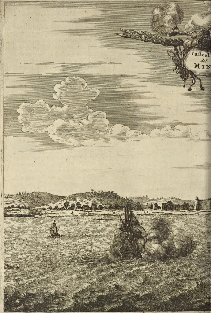 An illustration from Naukeurige beschrijvinge der Afrikaensche gewesten van Egypten, Barbaryen, Libyen, Biledulgerid, Negroslant, Guinea, Ethiopiën, Abyssinie ... : getrokken uit verscheyde hedendaegse lantbeschrijvers en geschriften van bereisde ondersoekers dier landen, 1668, leaf 609
