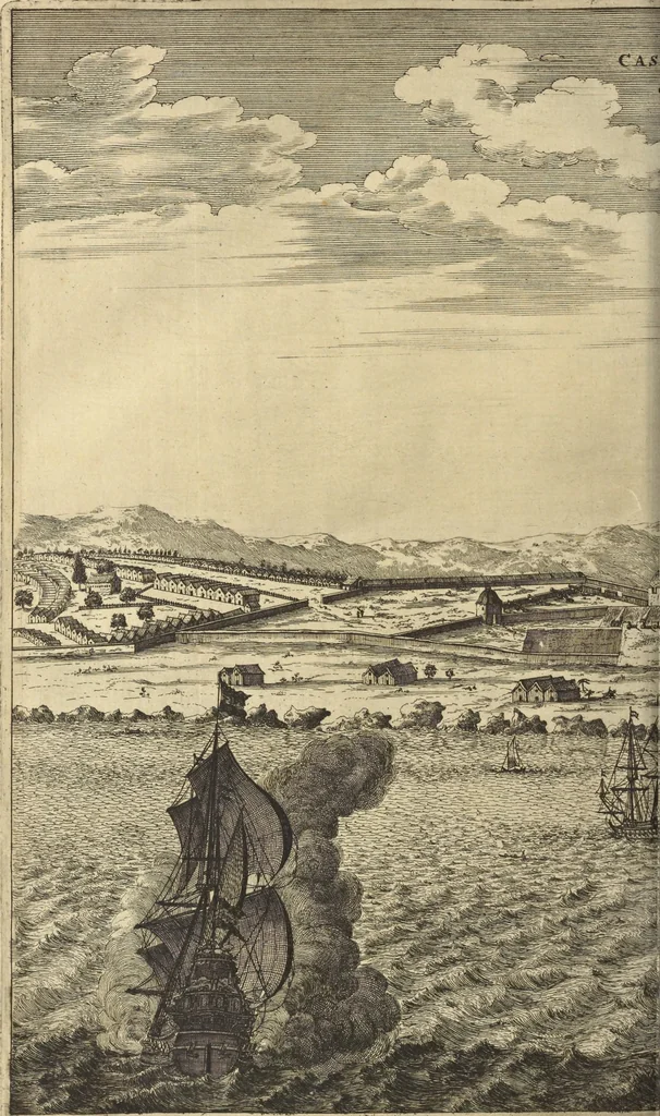An illustration from Naukeurige beschrijvinge der Afrikaensche gewesten van Egypten, Barbaryen, Libyen, Biledulgerid, Negroslant, Guinea, Ethiopiën, Abyssinie ... : getrokken uit verscheyde hedendaegse lantbeschrijvers en geschriften van bereisde ondersoekers dier landen, 1668, leaf 613