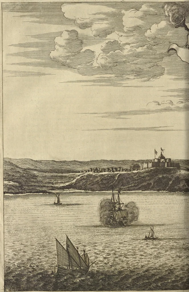 An illustration from Naukeurige beschrijvinge der Afrikaensche gewesten van Egypten, Barbaryen, Libyen, Biledulgerid, Negroslant, Guinea, Ethiopiën, Abyssinie ... : getrokken uit verscheyde hedendaegse lantbeschrijvers en geschriften van bereisde ondersoekers dier landen, 1668, leaf 627
