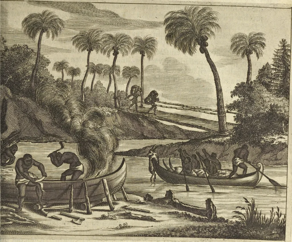 An illustration from Naukeurige beschrijvinge der Afrikaensche gewesten van Egypten, Barbaryen, Libyen, Biledulgerid, Negroslant, Guinea, Ethiopiën, Abyssinie ... : getrokken uit verscheyde hedendaegse lantbeschrijvers en geschriften van bereisde ondersoekers dier landen, 1668, leaf 656