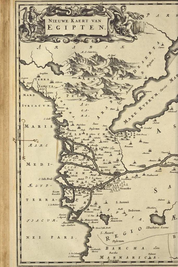 An illustration from Naukeurige beschrijvinge der Afrikaensche gewesten van Egypten, Barbaryen, Libyen, Biledulgerid, Negroslant, Guinea, Ethiopiën, Abyssinie ... : getrokken uit verscheyde hedendaegse lantbeschrijvers en geschriften van bereisde ondersoekers dier landen, 1668, leaf 67