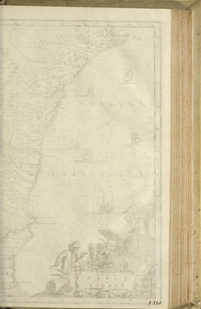 An illustration from Naukeurige beschrijvinge der Afrikaensche gewesten van Egypten, Barbaryen, Libyen, Biledulgerid, Negroslant, Guinea, Ethiopiën, Abyssinie ... : getrokken uit verscheyde hedendaegse lantbeschrijvers en geschriften van bereisde ondersoekers dier landen, 1668, leaf 750