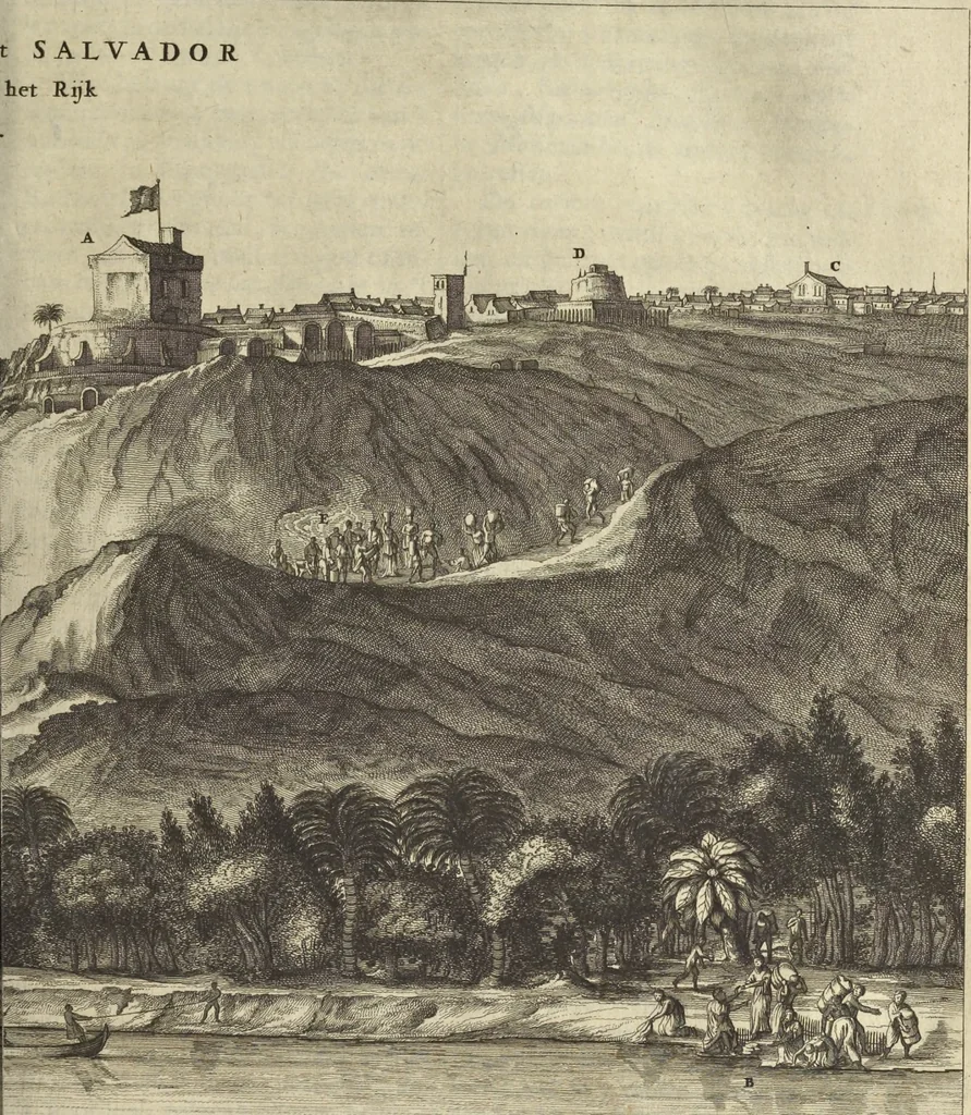 An illustration from Naukeurige beschrijvinge der Afrikaensche gewesten van Egypten, Barbaryen, Libyen, Biledulgerid, Negroslant, Guinea, Ethiopiën, Abyssinie ... : getrokken uit verscheyde hedendaegse lantbeschrijvers en geschriften van bereisde ondersoekers dier landen, 1668, leaf 760