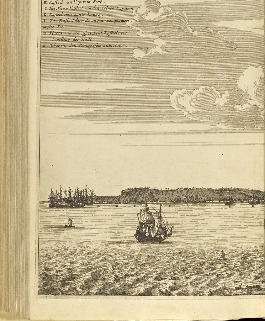 An illustration from Naukeurige beschrijvinge der Afrikaensche gewesten van Egypten, Barbaryen, Libyen, Biledulgerid, Negroslant, Guinea, Ethiopiën, Abyssinie ... : getrokken uit verscheyde hedendaegse lantbeschrijvers en geschriften van bereisde ondersoekers dier landen, 1668, leaf 799