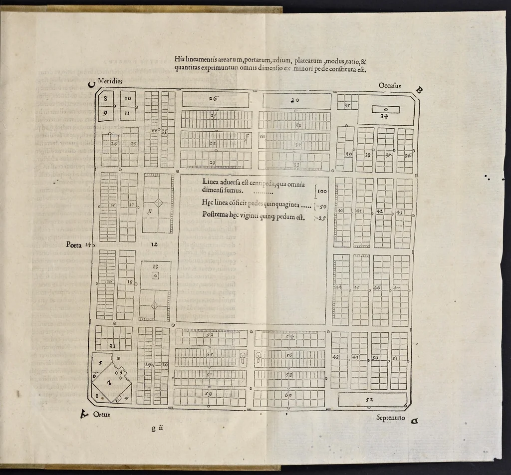 An illustration from Alberti Dvreri pictoris et architecti praestantissimi De vrbibvs, arcibvs, castellisque condendis, ac muniendis rationes aliquot : praesenti bellorum necessitati accommodatissimae : nunc recens è lingua Germanica in Latinam traductae, 1535, leaf 66